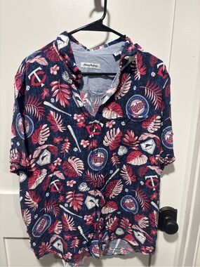 Tommy Bahama Navy, Red & White Tropical Button-Down Shirt